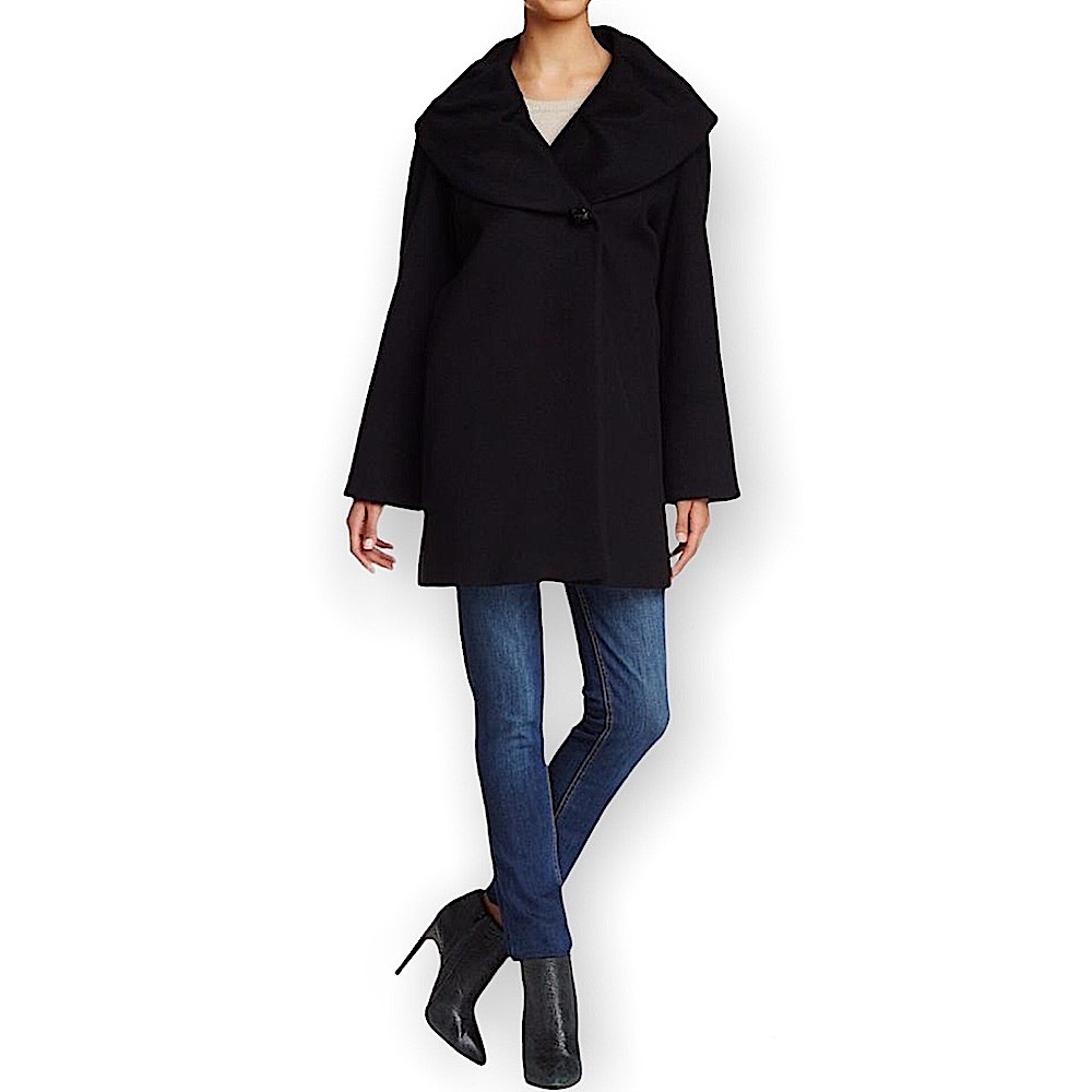 CINZIA ROCCA Portrait Shawl Collar Italian Pure Virgin Wool Coat